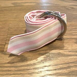 Express Pink White Sttipe Adjustable Silver Ring Belt NWOT